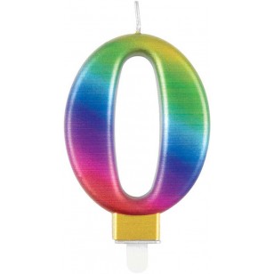 Metallic Rainbow Number 0 Age Candle 